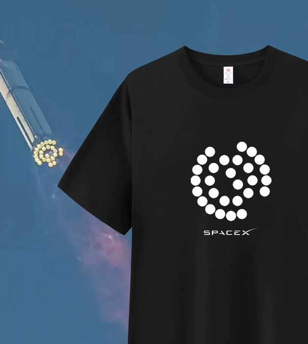 Space  X  T-shirt Raptor engine spacex starship launch commemorative T-shirt pure cotton loose short sleeves