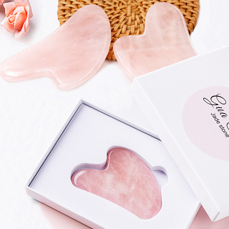 100% Natural Jade Stone Board Massage Rose Quartz Guasha Plate Jade Face Massager Scrapers Tools For Face Neck Back Body