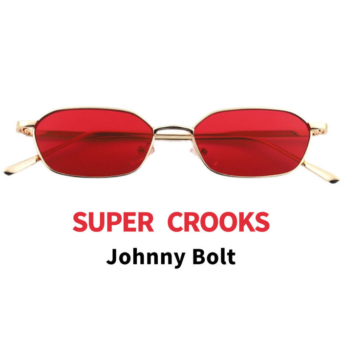 Netflix（Super Crooks）Johnny Bolt : Small Metal Frame Square Sunglasses Non Polarized Lens