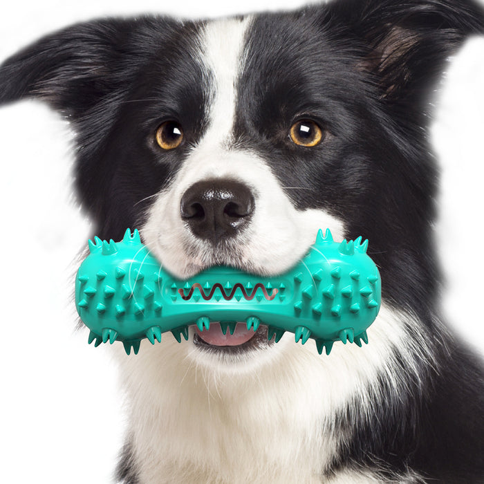Dog Toys Chewing Toothbrush Teeth Cleaning Squeaky Bone Stick Toys Tough and Durable Natural Rubber Dental Toys for Aggressive Puppies Medium Large Breeds