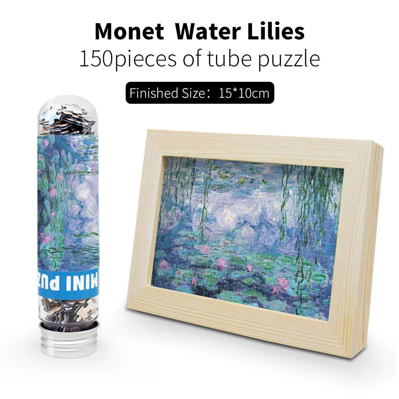 150 pieces of tube puzzle mini thick cardboard with wooden photo frame