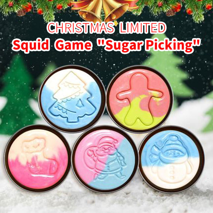 【Squid Game】Hard Candy Dalgona Games In Tin with Needle for Lockdown | SQUID Candy | "Sugar Picking" Game Props  |Korean Dalgona Candy Recipe Party Favors  | Christmas Limited edition