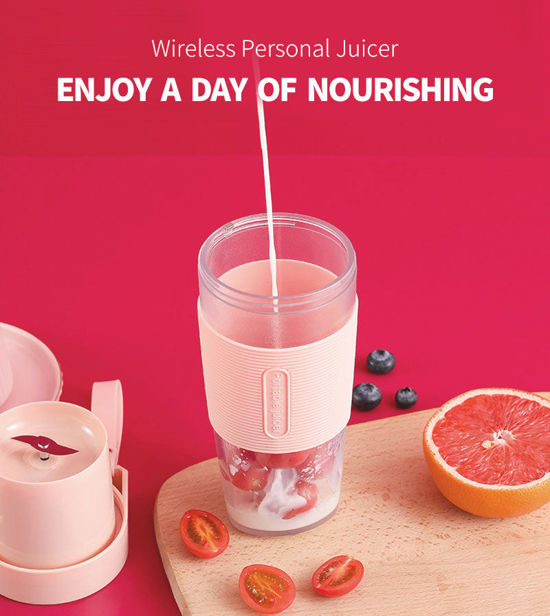 Vvime Portable Blender, Personal Size Blender Cup for Smoothies and Shakes, 12OZ Mini Small Blender BPA free, Battery Powered USB Rechargeable Blender Juicer Cup on the go for travel, outdoor (Pink)