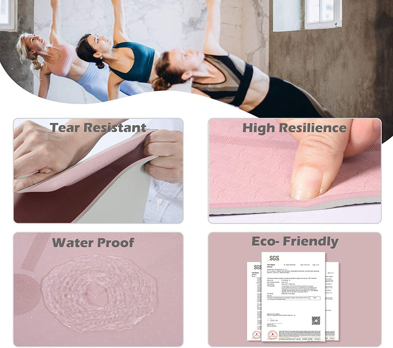 Eco-Friendly Yoga Mat with Alignment Lines, Free Straps, Non-Slip TPE Yoga Mat Thick 1/3" Women's Non-Slip Yoga Mat with Yoga Mat Non-Slip Sports and Pilates Mat, Yoga Gym Mat with Straps and Storage Bag