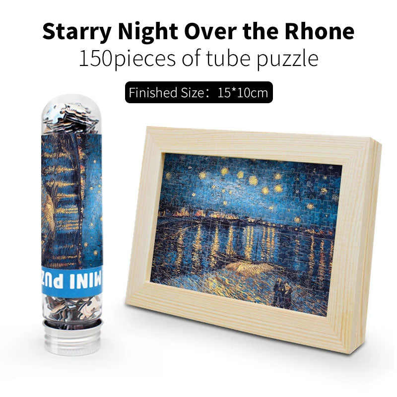 150 pieces of tube puzzle mini thick cardboard with wooden photo frame