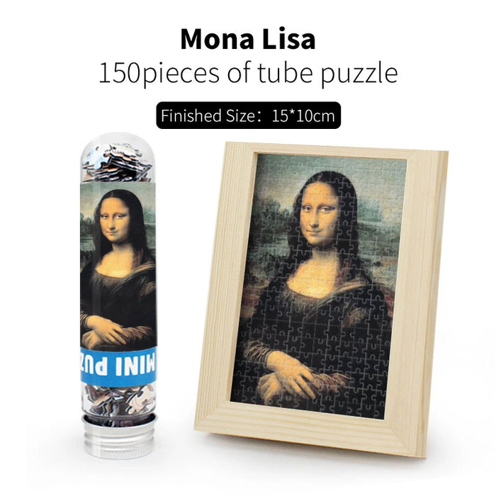 150 pieces of tube puzzle mini thick cardboard with wooden photo frame