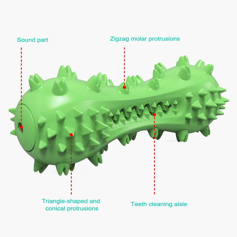 Dog Toys Chewing Toothbrush Teeth Cleaning Squeaky Bone Stick Toys Tough and Durable Natural Rubber Dental Toys for Aggressive Puppies Medium Large Breeds