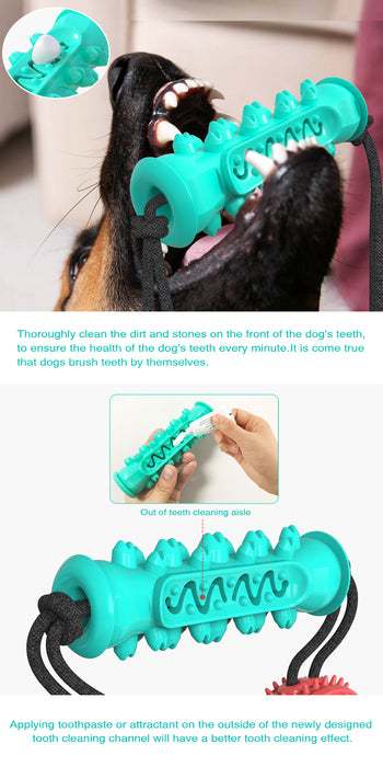 Pet Dog Molar Chew Toy Rubber Bone Strap Rope Interactive Toy Cleaning Toothbrush Dog Accessories