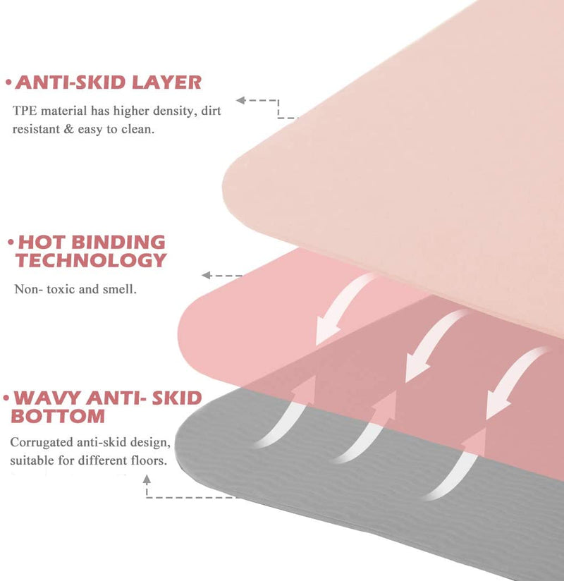 Eco-Friendly Yoga Mat with Alignment Lines, Free Straps, Non-Slip TPE Yoga Mat Thick 1/3" Women's Non-Slip Yoga Mat with Yoga Mat Non-Slip Sports and Pilates Mat, Yoga Gym Mat with Straps and Storage Bag