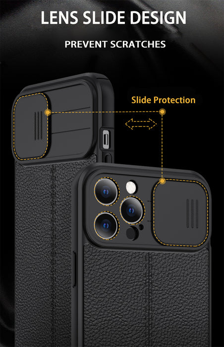 Luxury Leather Texture Soft Shockproof Case for iPhone 14 13 Camera Lens Cover