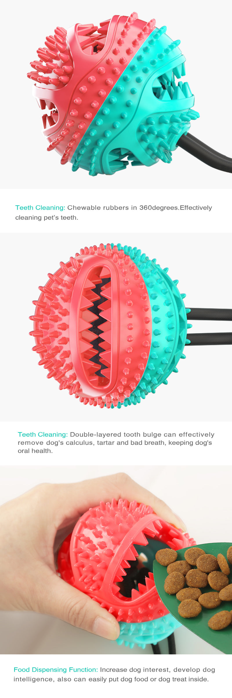 Pet Dog Molar Chew Toy Rubber Bone Strap Rope Interactive Toy Cleaning Toothbrush Dog Accessories