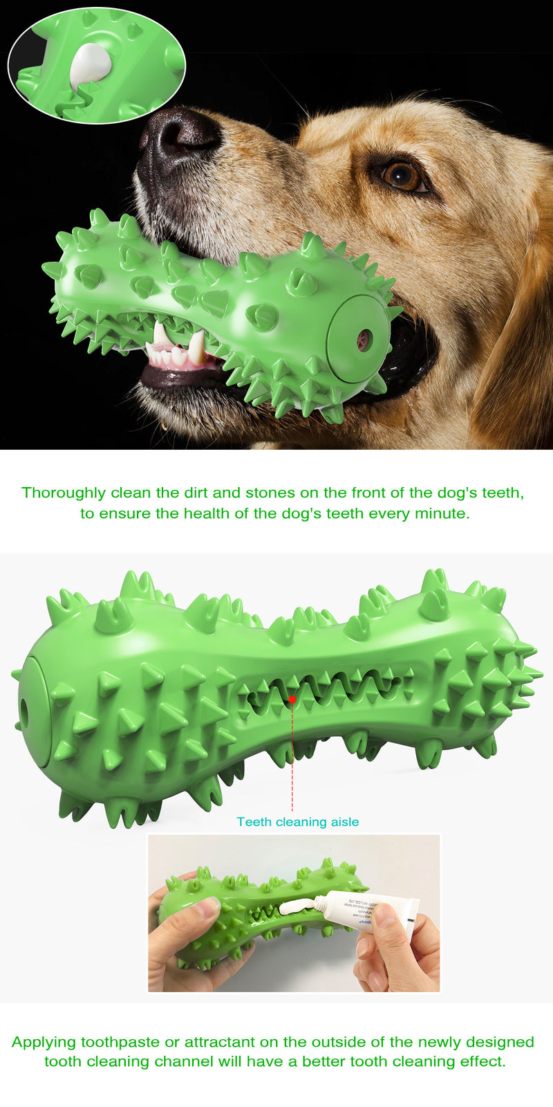 Dog Toys Chewing Toothbrush Teeth Cleaning Squeaky Bone Stick Toys Tough and Durable Natural Rubber Dental Toys for Aggressive Puppies Medium Large Breeds