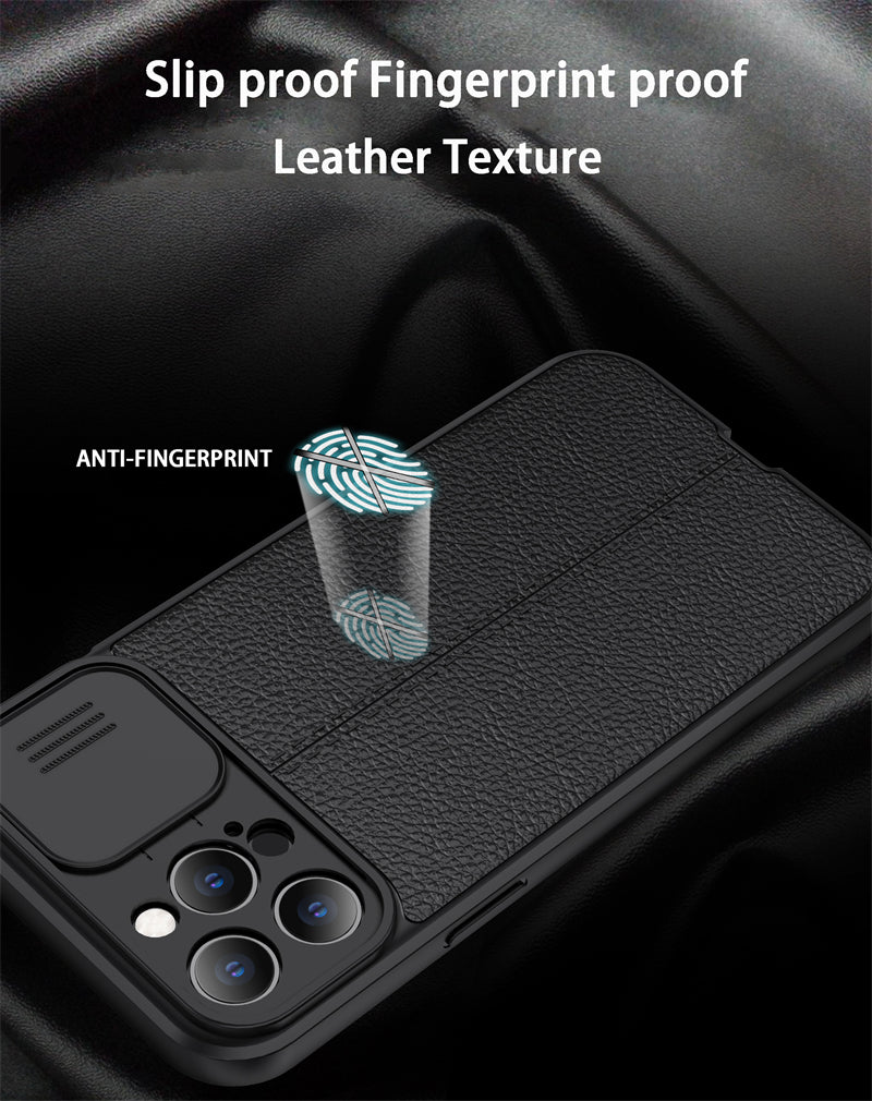Luxury Leather Texture Soft Shockproof Case for iPhone 14 13 Camera Lens Cover