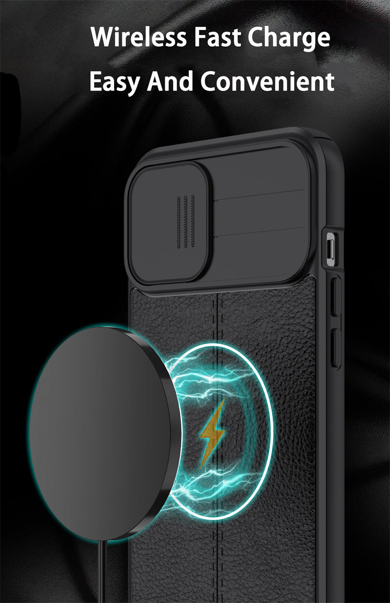 Luxury Leather Texture Soft Shockproof Case for iPhone 14 13 Camera Lens Cover