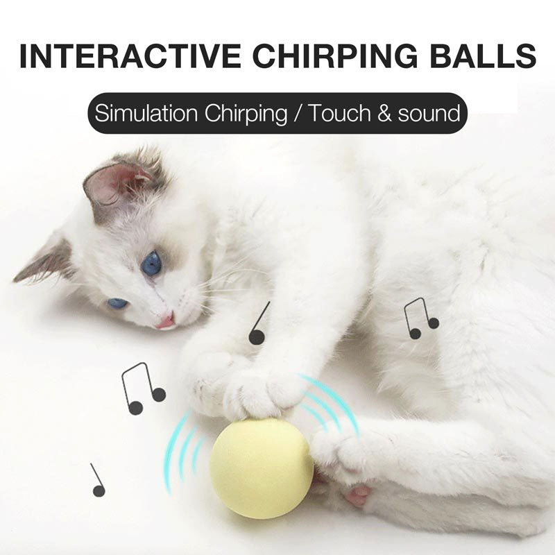Potaroma 3 Pack Fluffy Plush Cat Ball Toys, Interactive Chirping Balls Cat Kicker Toys, 3 Lifelike Animal Chirping Sounds, Fun Kitty Kitten Catnip Toys for Cat Exercise