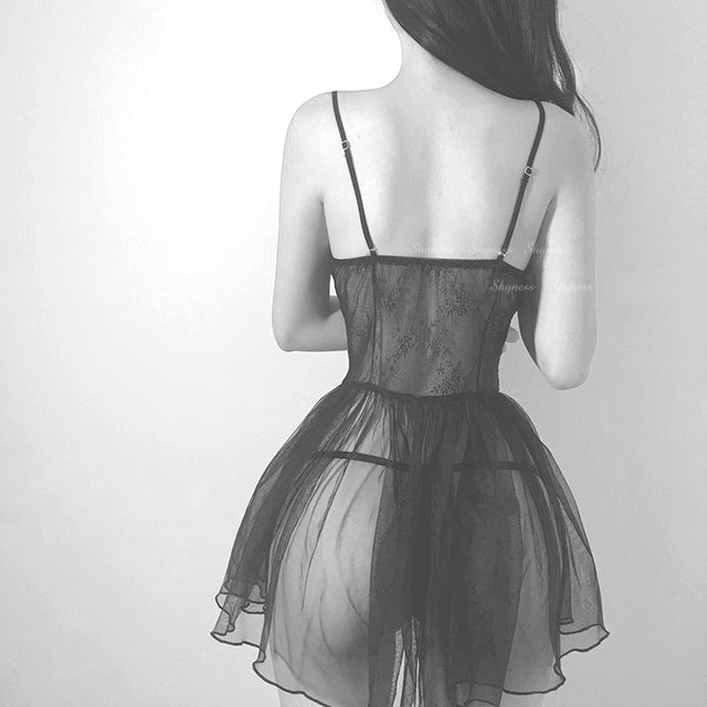 Sexy lingerie pajamas sexy flirting uniform temptation teasing passion suit perspective Women Chemises Lace Smock Lingerie Mini Babydoll Lingerie Sleepwear